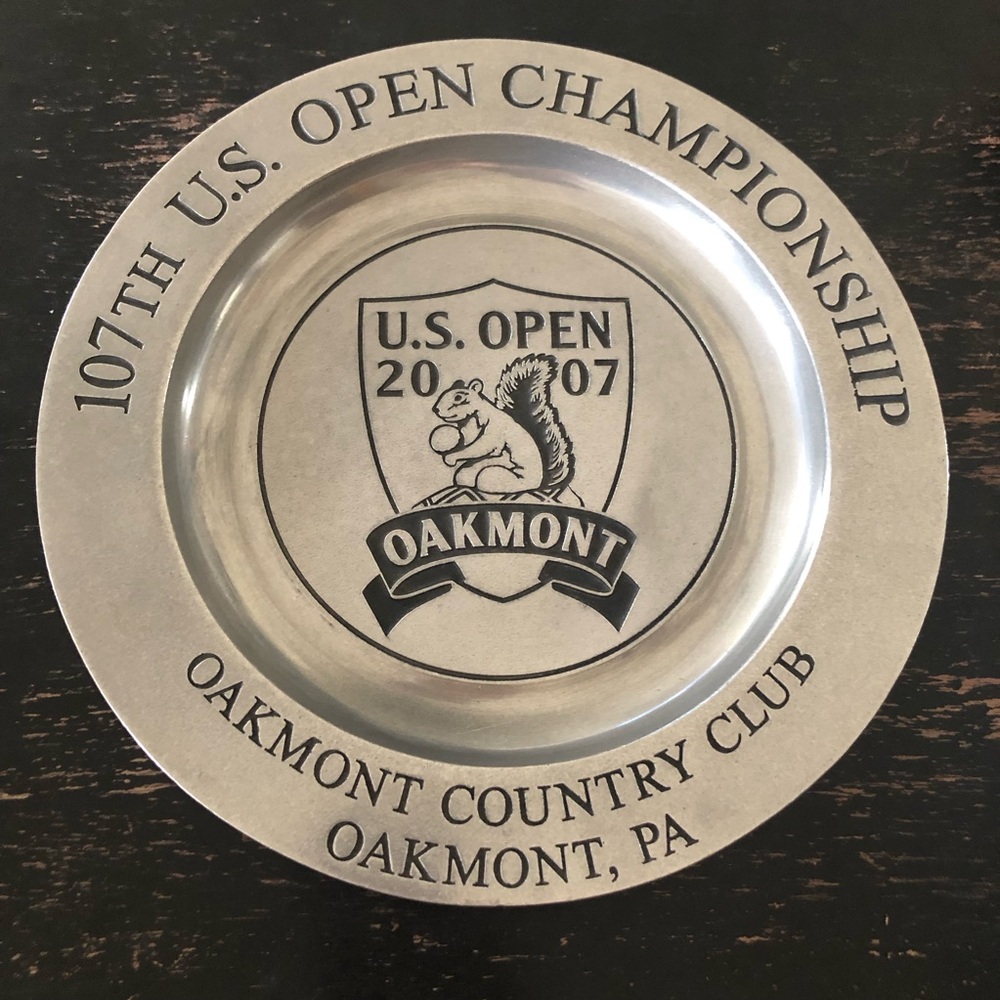 2007 US Open Golf Tournament Oakmont County Club Pewter Plate New Man Cave